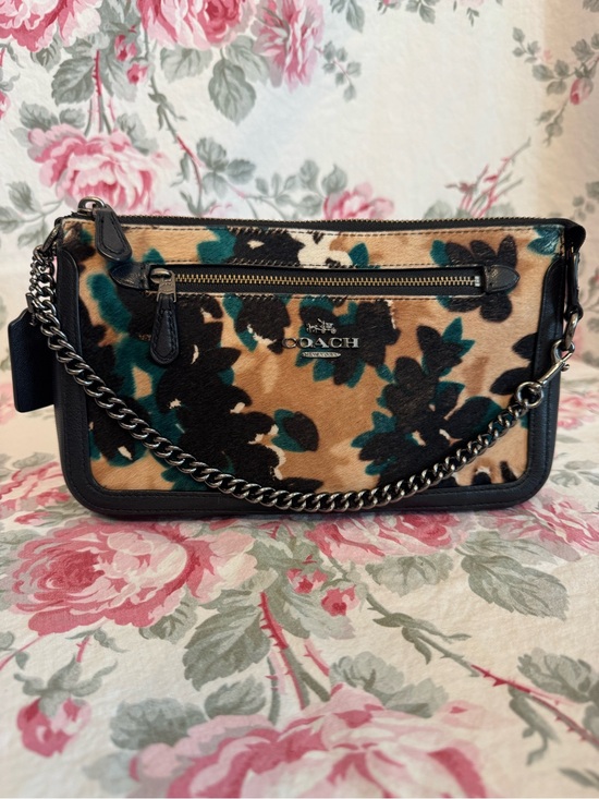 Coach Handbags - Coach Floral Nolita Leaf Calf hair purse - Tan, Black & Teal